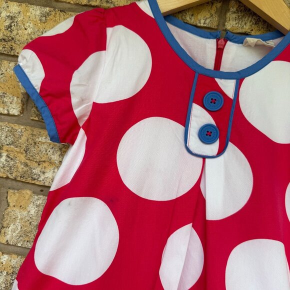 size 9-10 Yrs Mini Boden Polka Dot Kids Dress With Pockets Red & White Short Sle - Picture 7 of 8